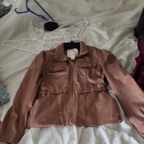 Arden B Y2K Rose Gold Bomber Jacket Fitted Metallic Vintage - Picture 11 of 12